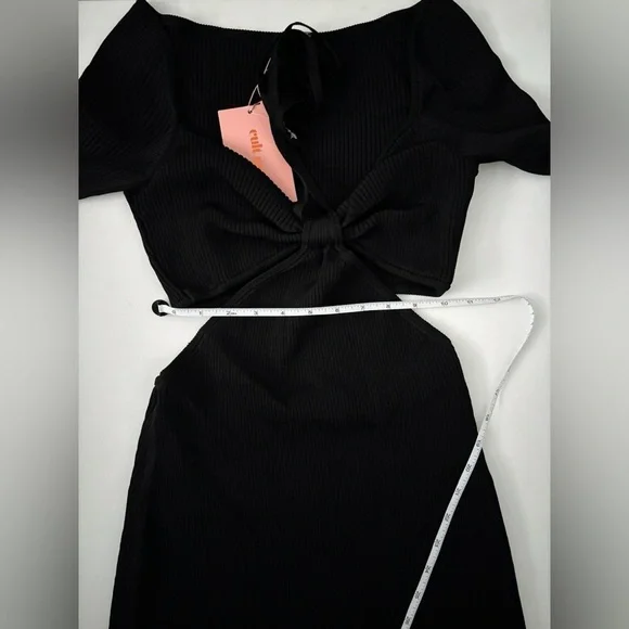 Cult Gaia Enzo Ribbed Knit Maxi Dress cut out halter long sleeve black L -  threedaughtersproperties.com